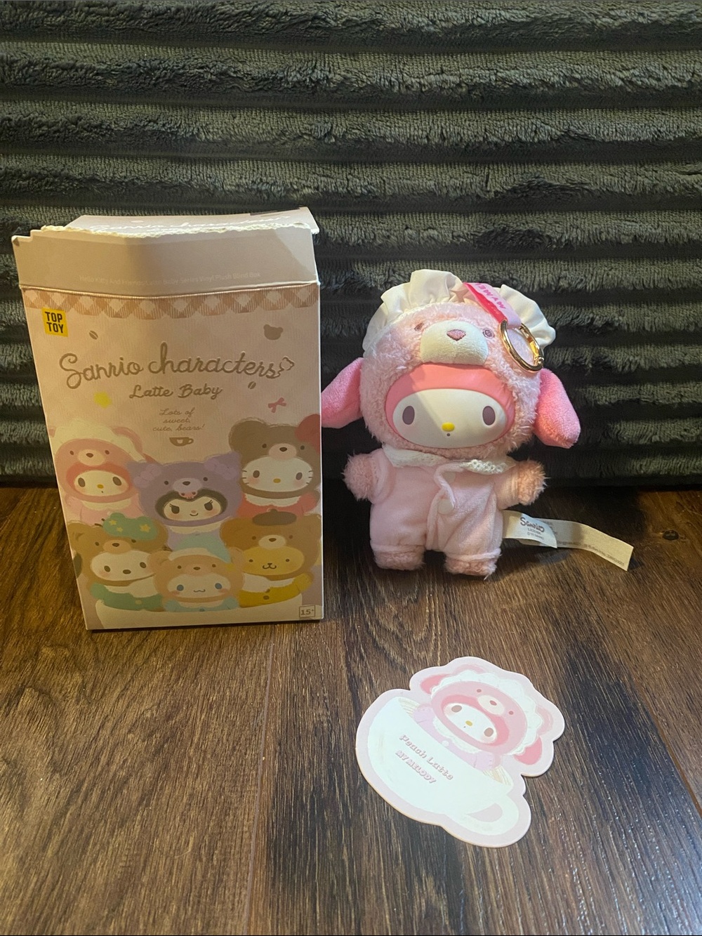 Sanrio My Melody Latte Baby Plush Keychain - Pink & White